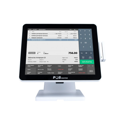 Сенсорный моноблок POSCenter Atlas (15", PCAP, J4125,RAM4Gb,SSDM2 128Gb, MSR) БЕЛЫЙ, Windows